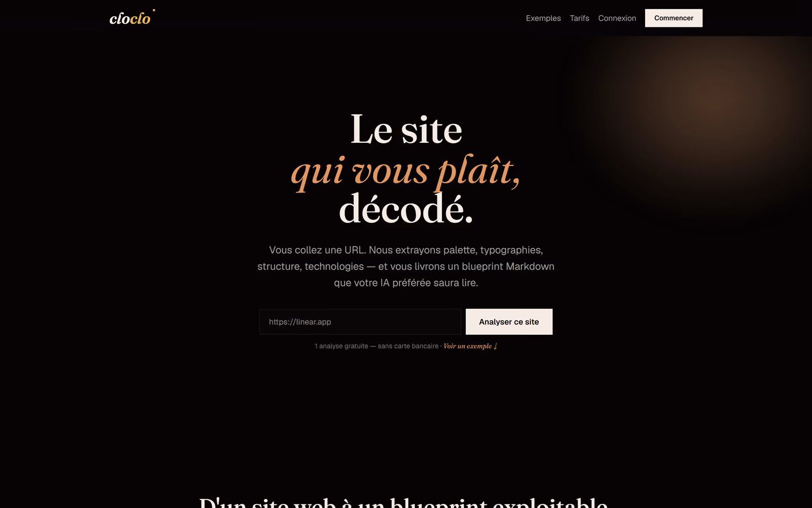 Capture de la page d’accueil de cloclo, en production.